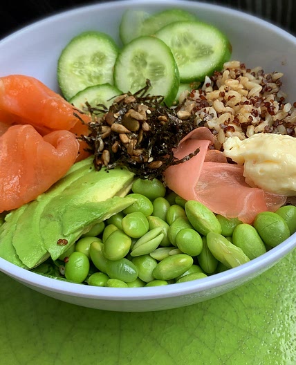 Smoked salmon poke bowl