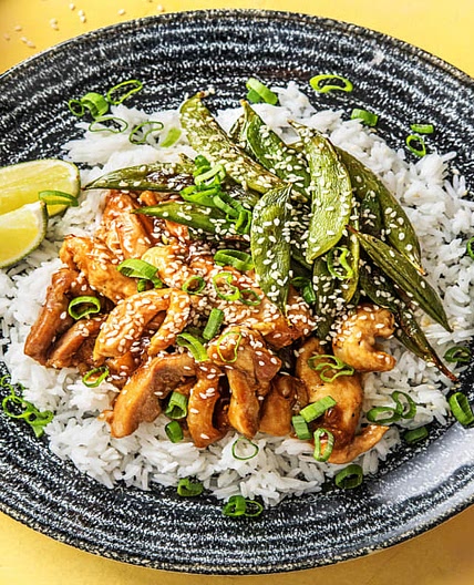Teriyaki Chicken Stir-Fry with Jasmine Rice and Sugar Snap Peas