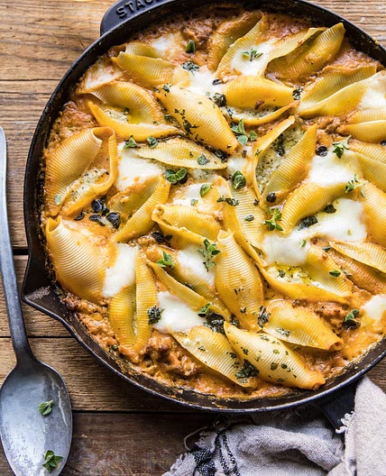 Spicy Pumpkin and Pesto Cheese Stuffed Shells