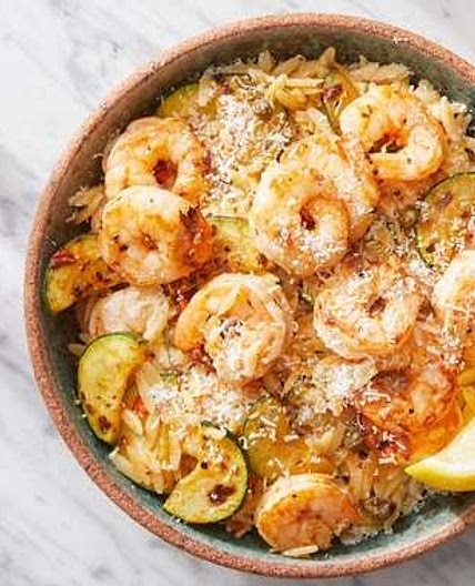 Calabrian Shrimp & Orzo with Zucchini & Parmesan