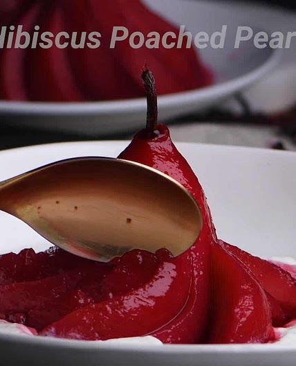 Hibiscus Poached Pears