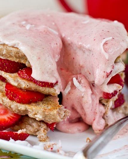Strawberry Shortcake Stacked Pancakes