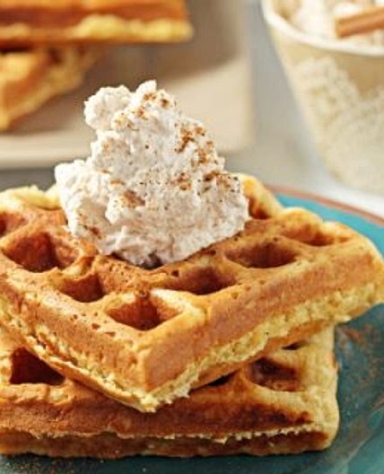 Eggnog Waffles with Cinnamon Whipped Cream