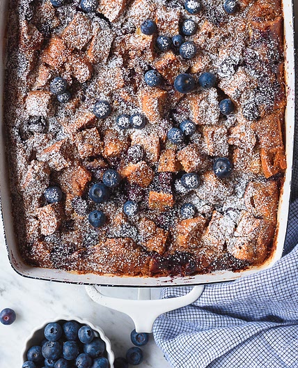Baked Blueberry Bagel French Toast Casserole