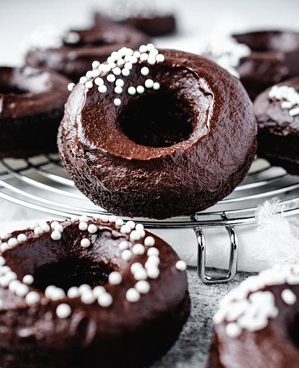 Plant-based Baked Chocolate Fudge Doughnuts