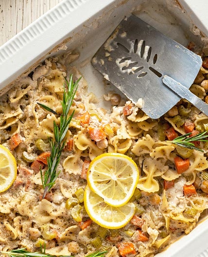 Vegan Lemon-Rosemary Chickpea Pasta Casserole