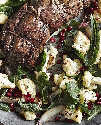 Beef Tenderloin with Roasted Cauliflower-Pomegranate Salad