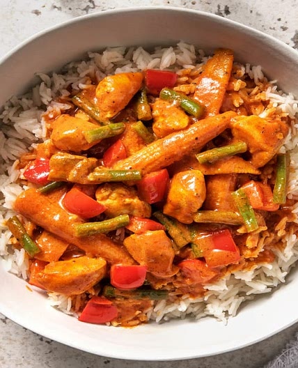 Speedy Zanzibar Chicken Curry with Steamed Basmati Rice