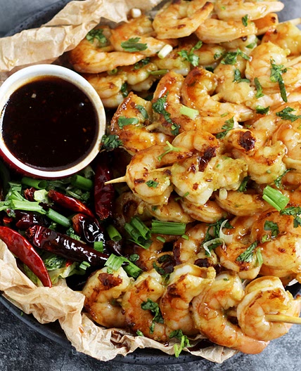 Whole30/Paleo Marinated Asian Sticky Shrimp Skewers