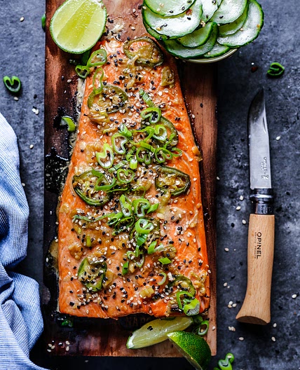 Sesame-Ginger Cedar Plank Salmon