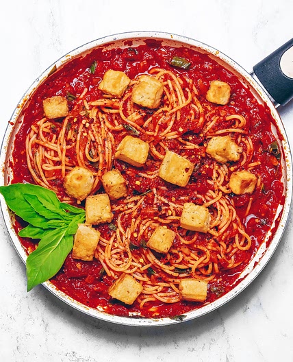 Tofu Spaghetti in a Tomato Sauce (Vegan & Gluten-free) - UK Health Blog - Nadia's Healthy Kitchen