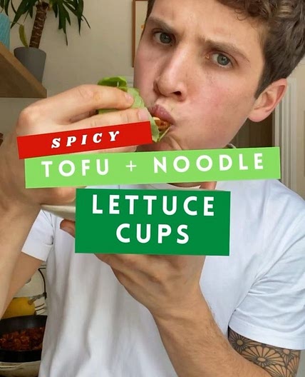 🌶Spicy Tofu + Noodle Lettuce Cups