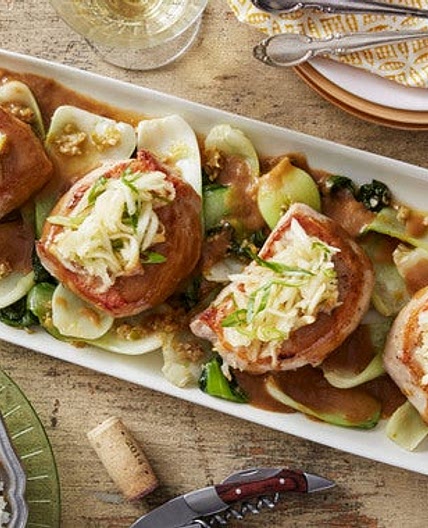 Pork Chops & Miso Butter with Bok Choy & Marinated Apple