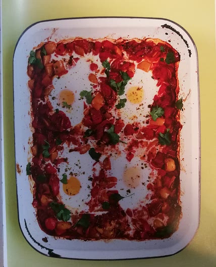 OVEN BAKED SHAKSHUKA: ROASTED PEPPERS, TOMATOES & CHILLI WITH EGGS