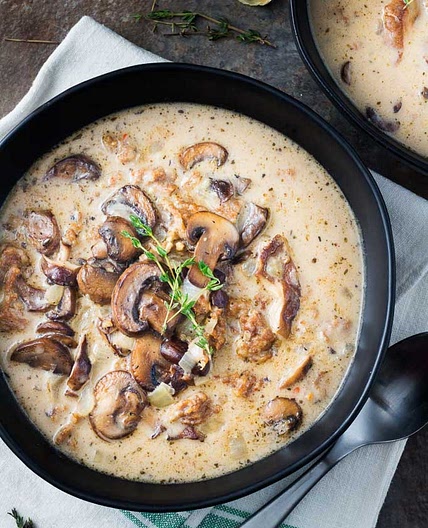 Creamy Mushroom Soup with Italian Sausage