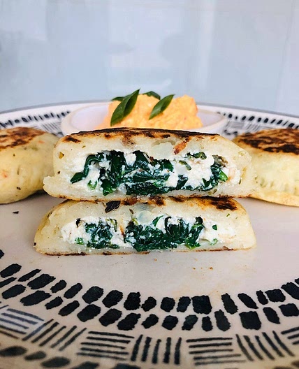 Spinach & Ricotta Stuffed Vegan Potato Cakes - VegeVega