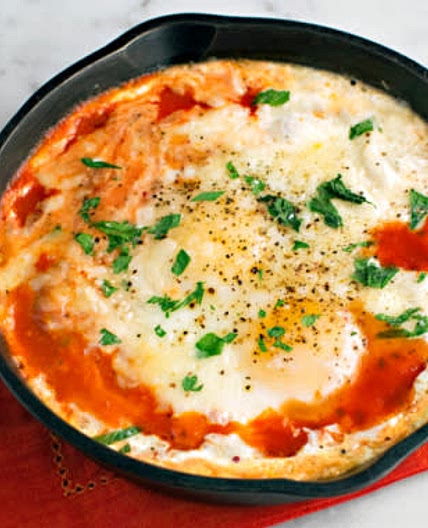 Blissfully Baked Eggs In Tasty Tomato Sauce
