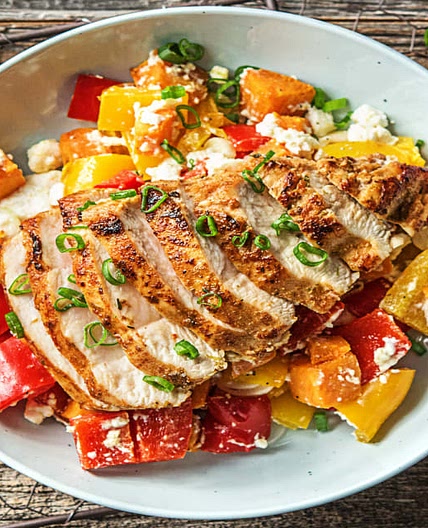Sizzling Southwestern Chicken with a Sweet Potato, Bell Pepper, and Feta Jumble