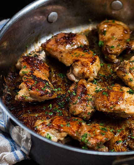 One Skillet Sweet 'n Salty Chicken Thighs