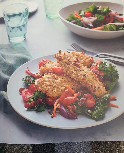 Cashew-Crusted Chicken and Wilted Kale Salad