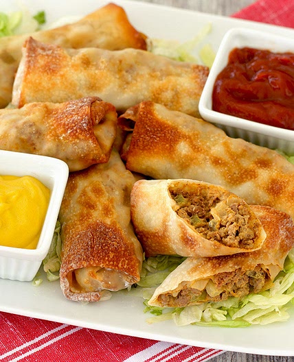 Air-Fryer Cheeseburger Egg Rolls