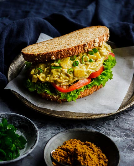 Oyster Mushroom Curry Salad Sandwich
