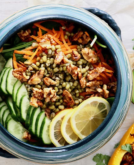 Mung Bean & Spinach Salad with Sweet Citrus Vinaigrette