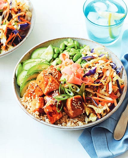 Teriyaki salmon poke bowl recipe