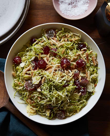 Shaved Brussels Sprouts with Grapes and Almonds