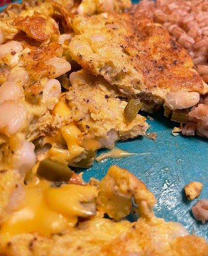 Angie’s Cheesy Hominy Jalapeño Omelette