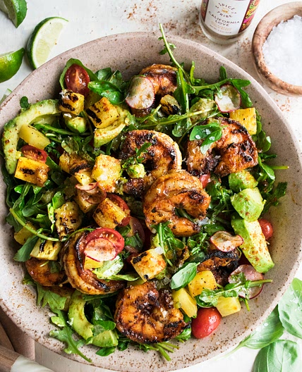 Spicy Grilled Shrimp Salad with Jalapeño Lime Vinaigrette