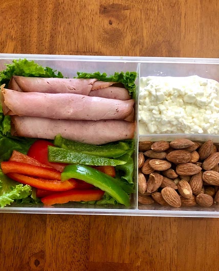 Ham, Peppers, Cottage Cheese and Nuts