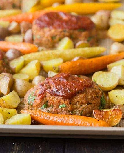 Mini Turkey Meatloaf Sheet Pan Dinner