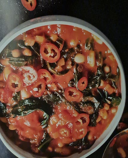 Spiced bean and spinach soup