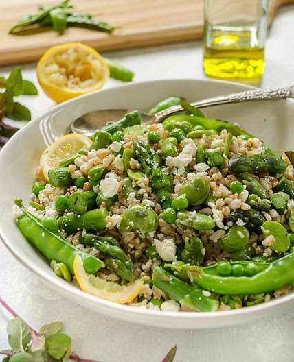 Spring Farro Salad with Feta, Lemon and Mint