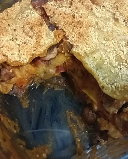Vegan Lasagna with mushrooms and vegetables