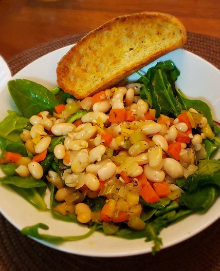 White Beans with Mixed Green Salad