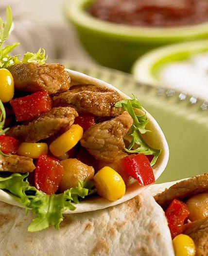 Smoky Pork, Corn & Chickpea Fajitas