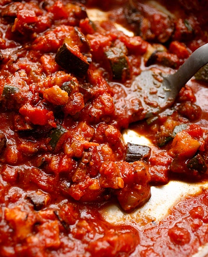 Roasted Eggplant, Mushroom, and Zucchini Sauce