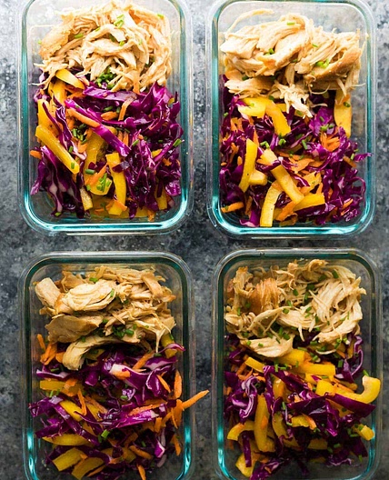 Slow Cooker Chipotle Honey Chicken Taco Salad Lunch Bowls