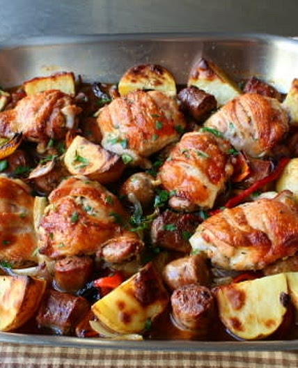 Deez Chicken, Sausage, Peppers, and Potatoes