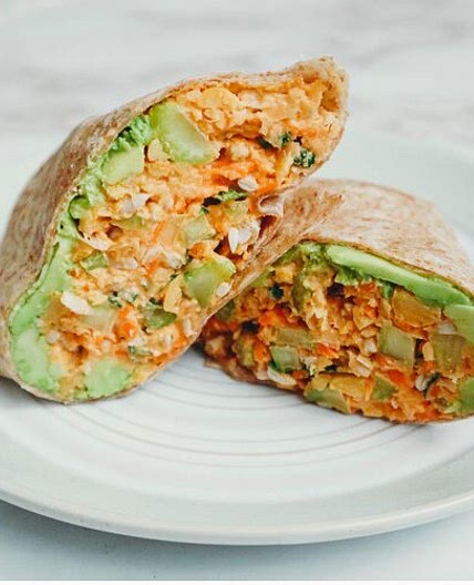 Buffalo Chickpea Salad Wraps - Vegan, Gluten-Free