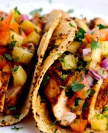 Blackened Chicken TACOS with Pineapple Salsa