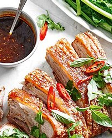 Pork Belly with Coconut Rice and Asian Greens