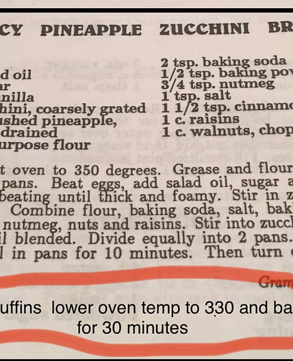 Mrs Bailey’s zucchini bread 