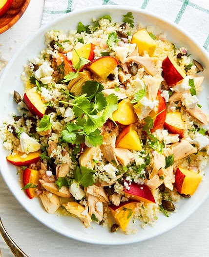 Peach and chicken couscous salad