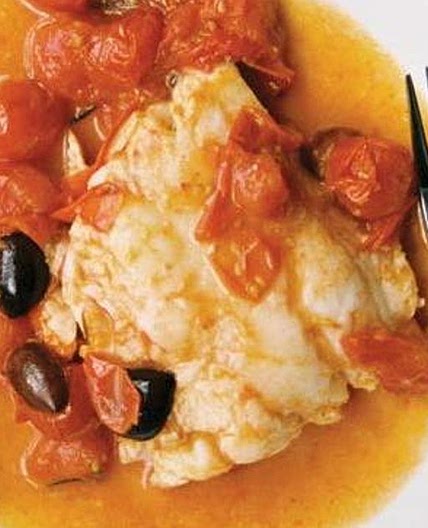 Rosemary and Olive Hake with Cherry Tomatoes