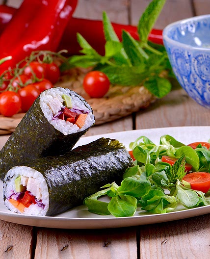 Rollitos arcoiris con pollo