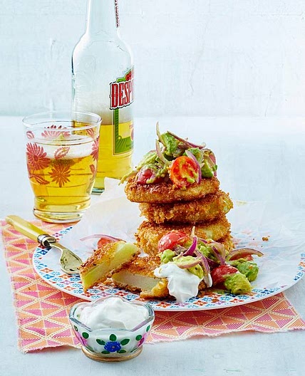 Kohlrabi-Schnitzeltürmchen mit leichter Joghurt-Aioli