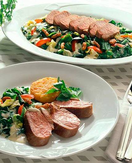 Entenbrust mit Spitzkohlgemüse